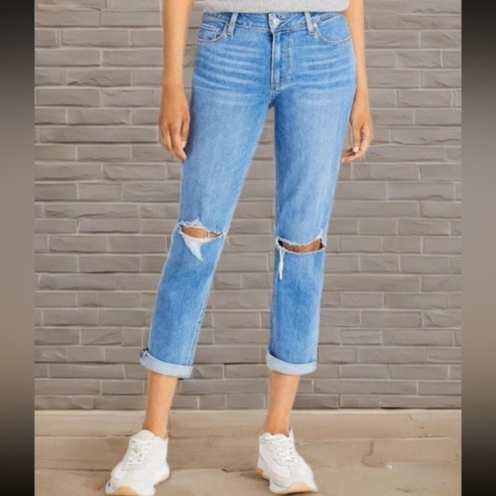 NWT Women’s Paige Brigitte Boyfriend Skinny Jeans Sz 25 Destructed Stretch